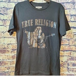 True Religion Black on Black Buddha Cotton Tee S